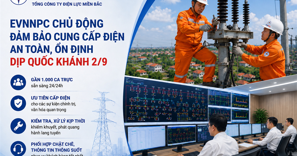 EVNNPC chủ động bảo đảm cung cấp điện dịp Quốc khánh 2/9